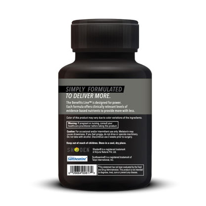 Nutritional supplement bottle with detailed labeling on a white background