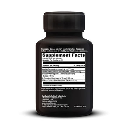 Black dietary supplement bottle with detailed label on white background