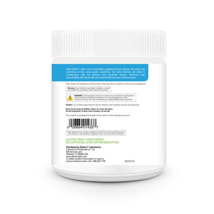 Back label of a supplement container on a white background