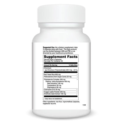 Supplement bottle with label on a white background
