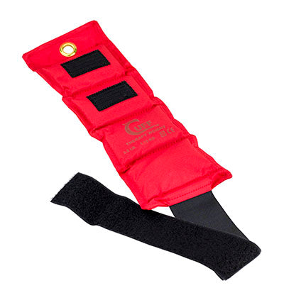 A beige EconoCuff ankle and wrist weight with a black strap and the brand label visible.