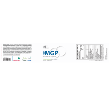 Nutritional label with MGP logo on a white background