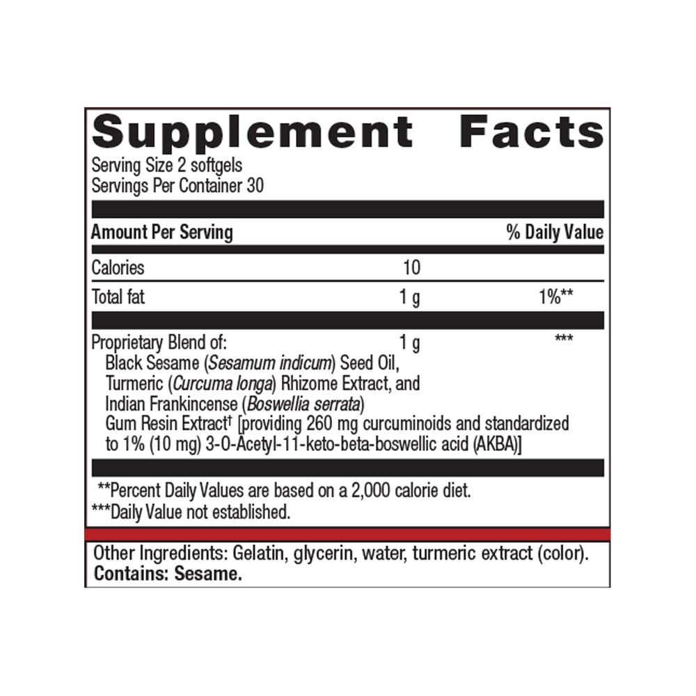 Supplement facts label for Metagenics Rapid Relief