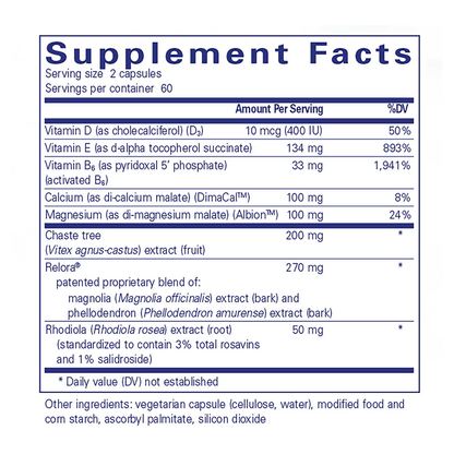 Supplement facts label with detailed nutritional information on a white background