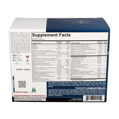 Supplement facts label on a product packaging with a white background