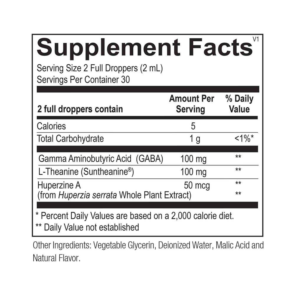 Supplement facts label with nutritional information on a white background