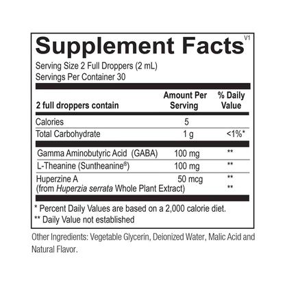 Supplement facts label with nutritional information on a white background