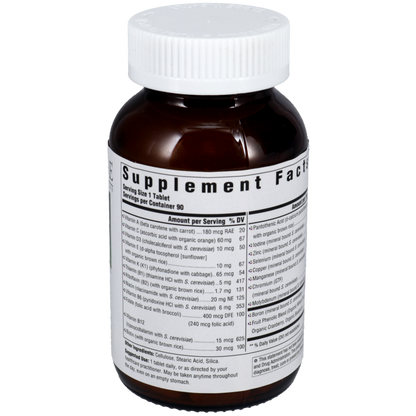 Supplement facts on a bottle