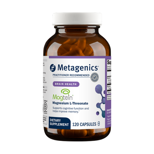 Metagenics dietary supplement bottle on a white background