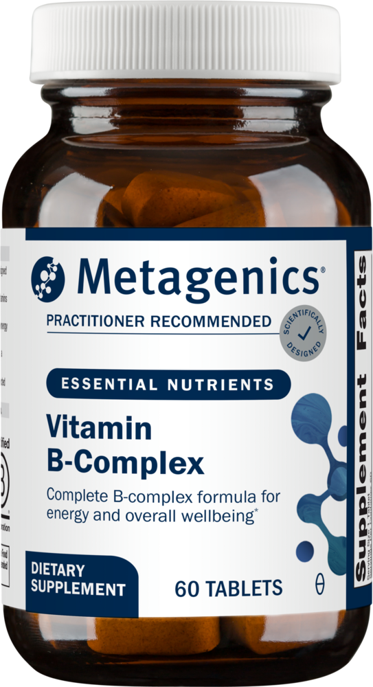 Metagenics Vitamin B-Complex supplement bottle on a white background