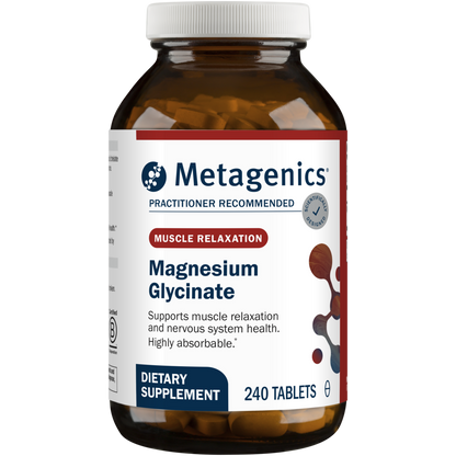 A bottle of Metagenics Magnesium Glycinate 240 tablets.  