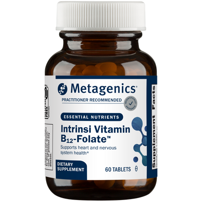 Metagenics Intrinsi Vitamin B12-Folate supplement bottle on a white background
