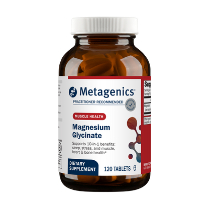 A bottle of Metagenica Magnesium Glycinate