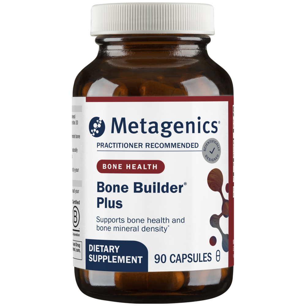 Metagenics Bone Builder Plus dietary supplement bottle on a white background