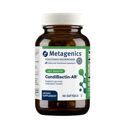 Metagenics Candidabactin-AR dietary supplement bottle on a white background