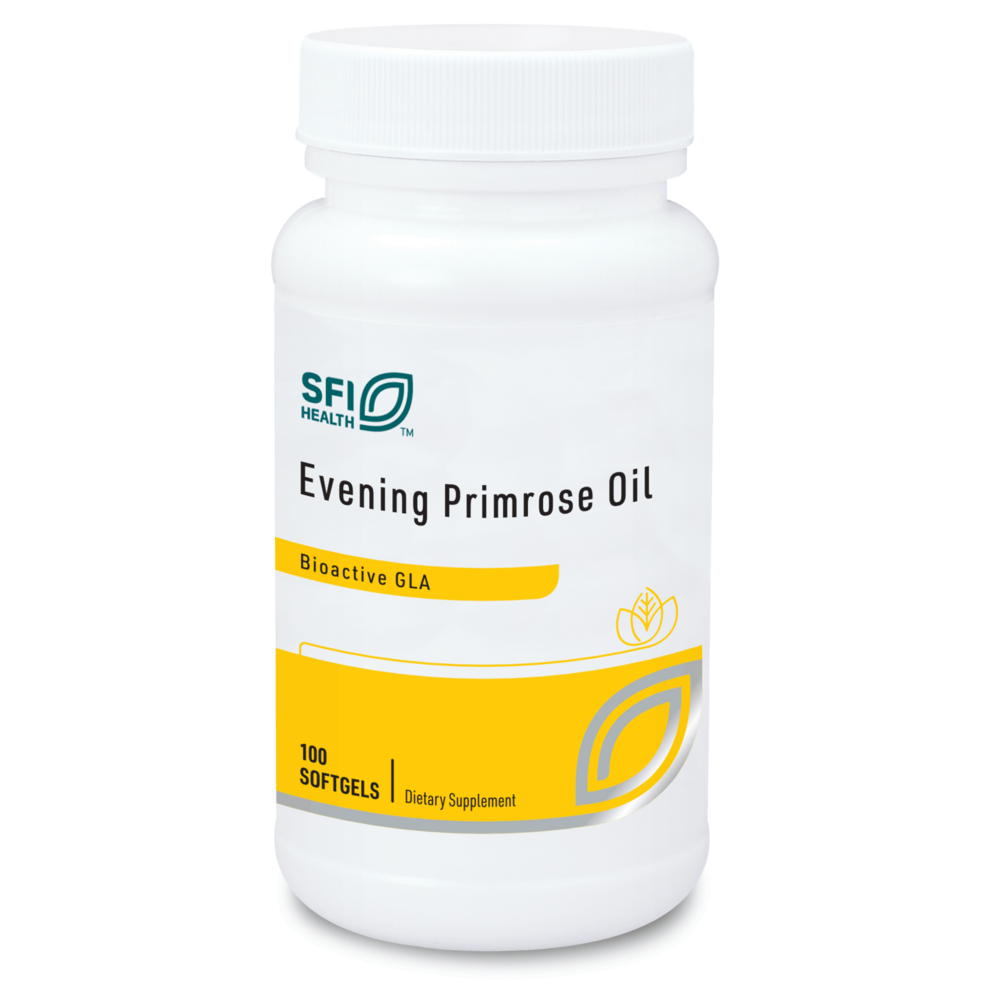 Bottle of SFI Health Evening Primrose Oil on a white background