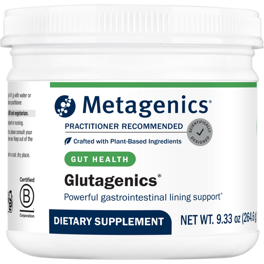 Metagenics Glutagenics dietary supplement container on a white background