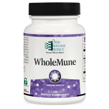 Ortho Molecular Products WholeMune dietary supplement bottle on a white background