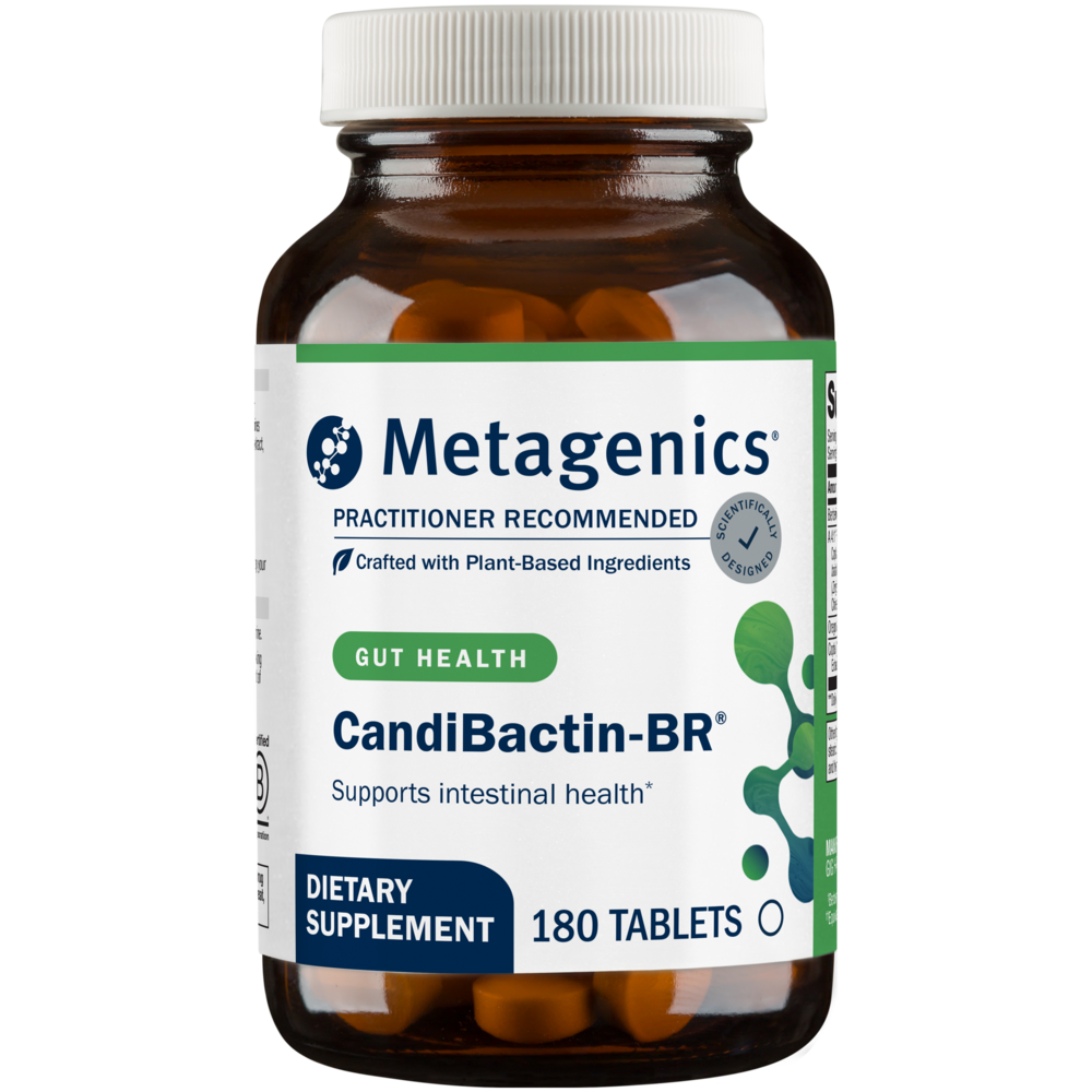 Metagenics CandiBactin-BR dietary supplement bottle on a white background