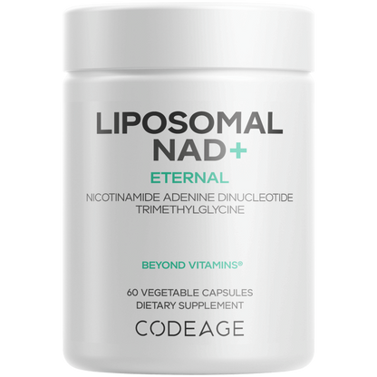 A bottle of Codeage Lipsomal NAD+, 60 capsules in a bottle