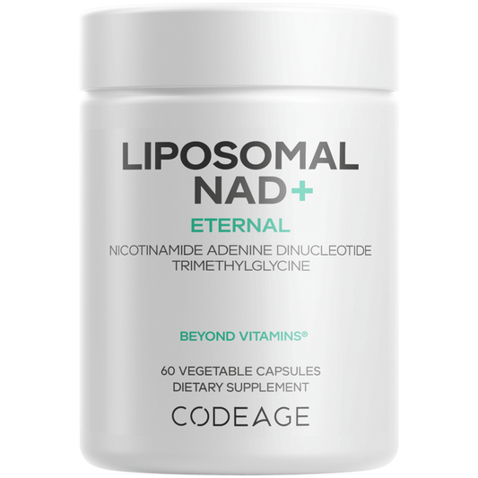 A bottle of Codeage Lipsomal NAD+, 60 capsules in a bottle