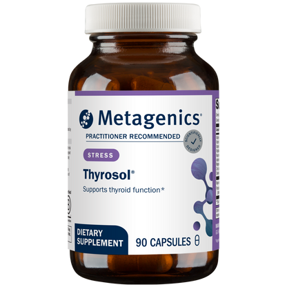 Metagenics Thyrosol dietary supplement bottle on a white background