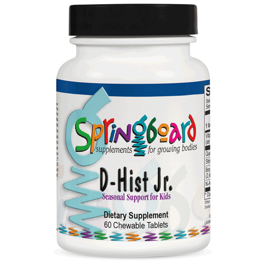 Supplement bottle labeled 'Springboard D-Hist Jr.' on a white background