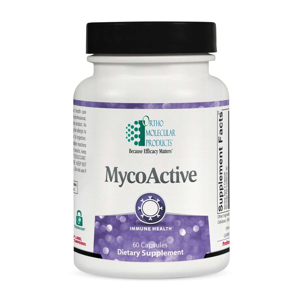MycoActive dietary supplement bottle with purple label on a white background
