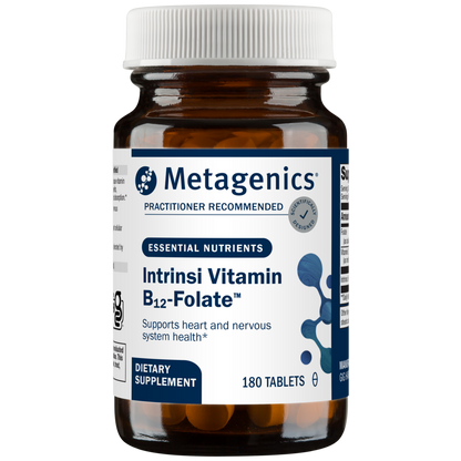 Metagenics Intrinsi Vitamin B12-Folate dietary supplement bottle on a white background