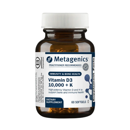 A bottle of Metagenics Vitamin d3 10,000 + K