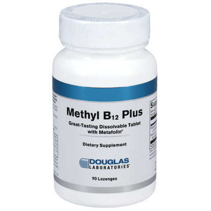 Bottle of Douglas Laboratories Methyl B12 Plus dietary supplement on a white background
