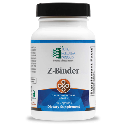 Supplement bottle labeled 'Z-Binder' by Ortho Molecular Products on a white background