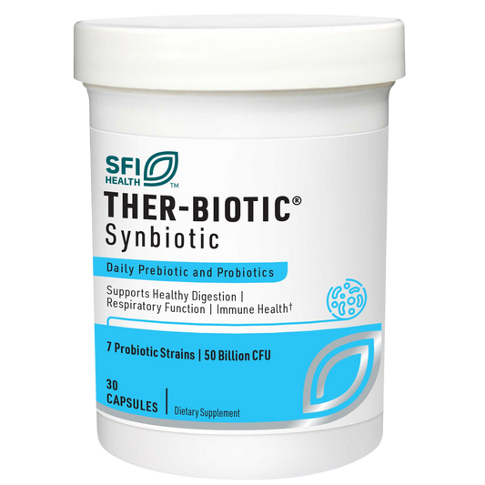SFI Health Ther-Biotic Synbiotic supplement container on a white background