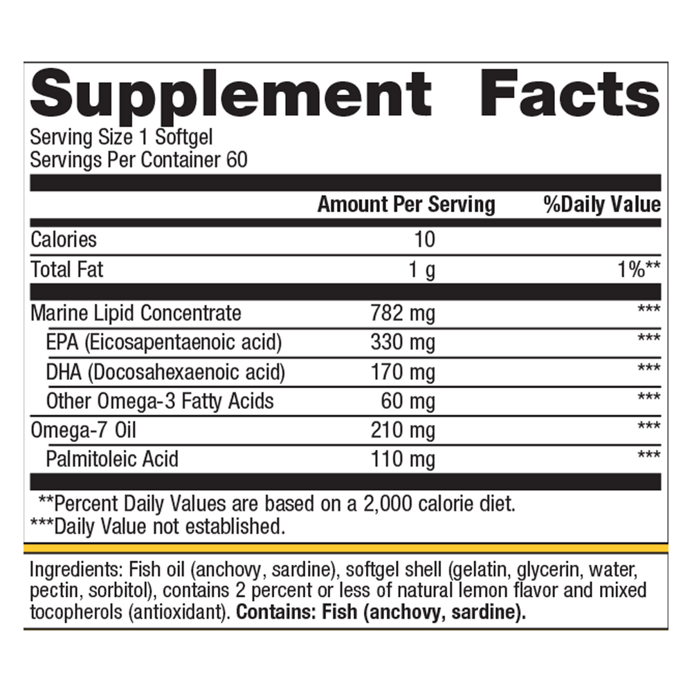 Supplement facts for Metagenics OmegaGenics® Fish Oil Mega 10