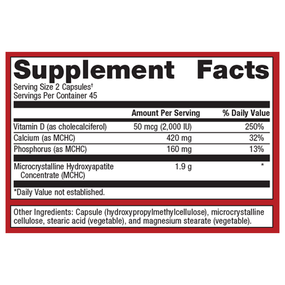 Supplement facts label with detailed nutritional information on a white background