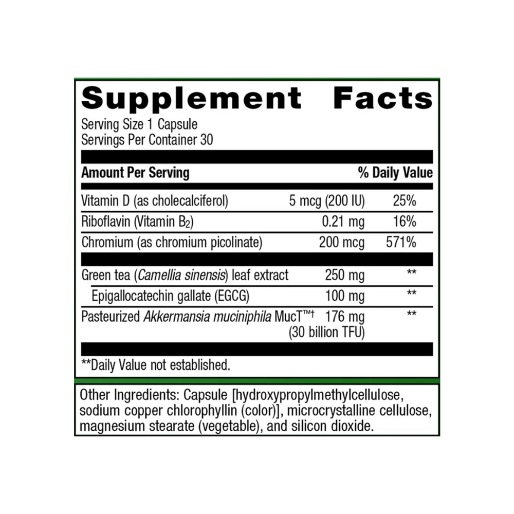 Supplement facts label on a white background