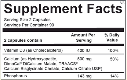 Supplement facts label with detailed nutritional information on a white background