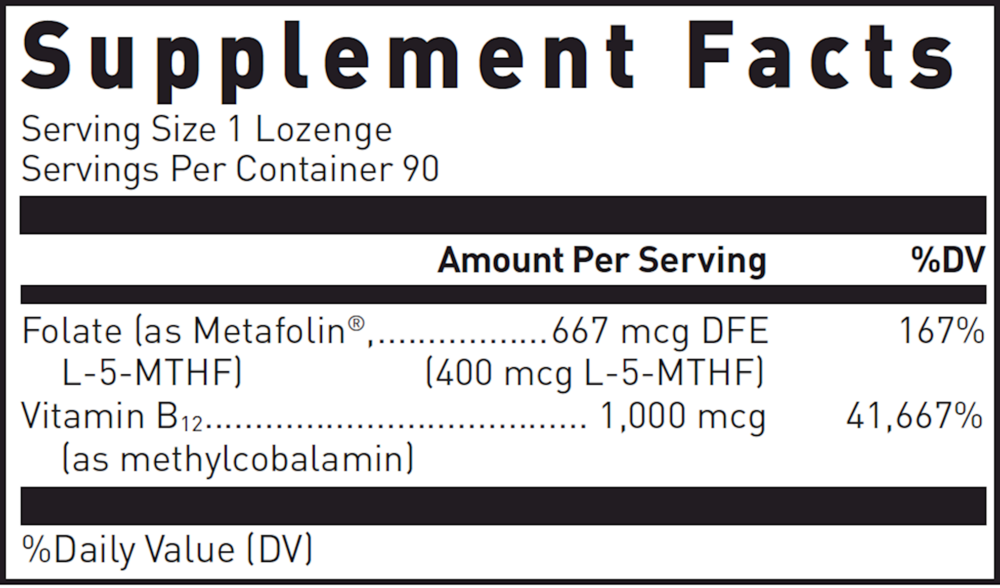 Supplement facts label for a lozenge product with nutritional information.