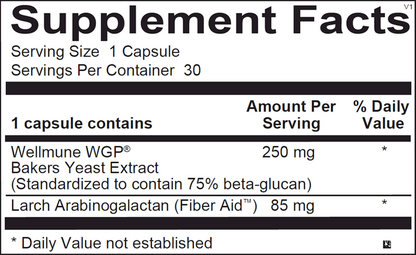 Supplement facts label with detailed nutritional information on a white background