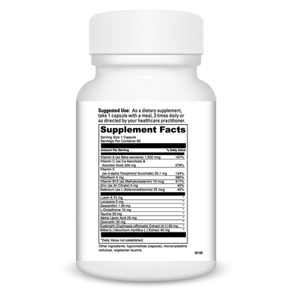 Supplement bottle with detailed label on a white background