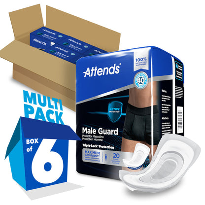 Attends Male Guard packaging with a single guard displayed in front on a white background