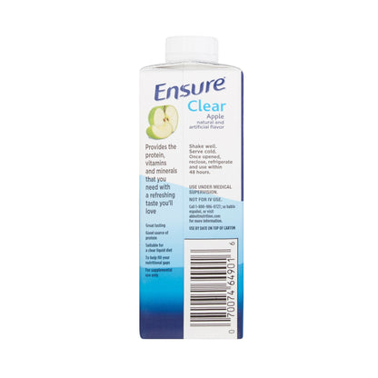 Ensure Clear Apple flavor supplement bottle on a white background