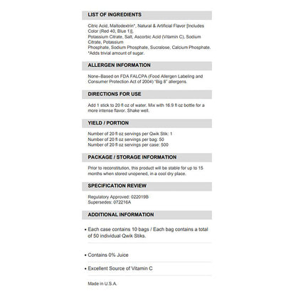 Oral Electrolyte Solution ® Zero Fruit Punch Flavor 0.11 oz. Electrolyte (159060102)