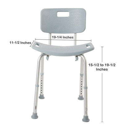 Bath Bench McKesson Without Arms Aluminum Frame Removable Backrest 19-1/4 Inch Seat Width 300 lbs. Weight Capacity (146-RTL12202KDR)