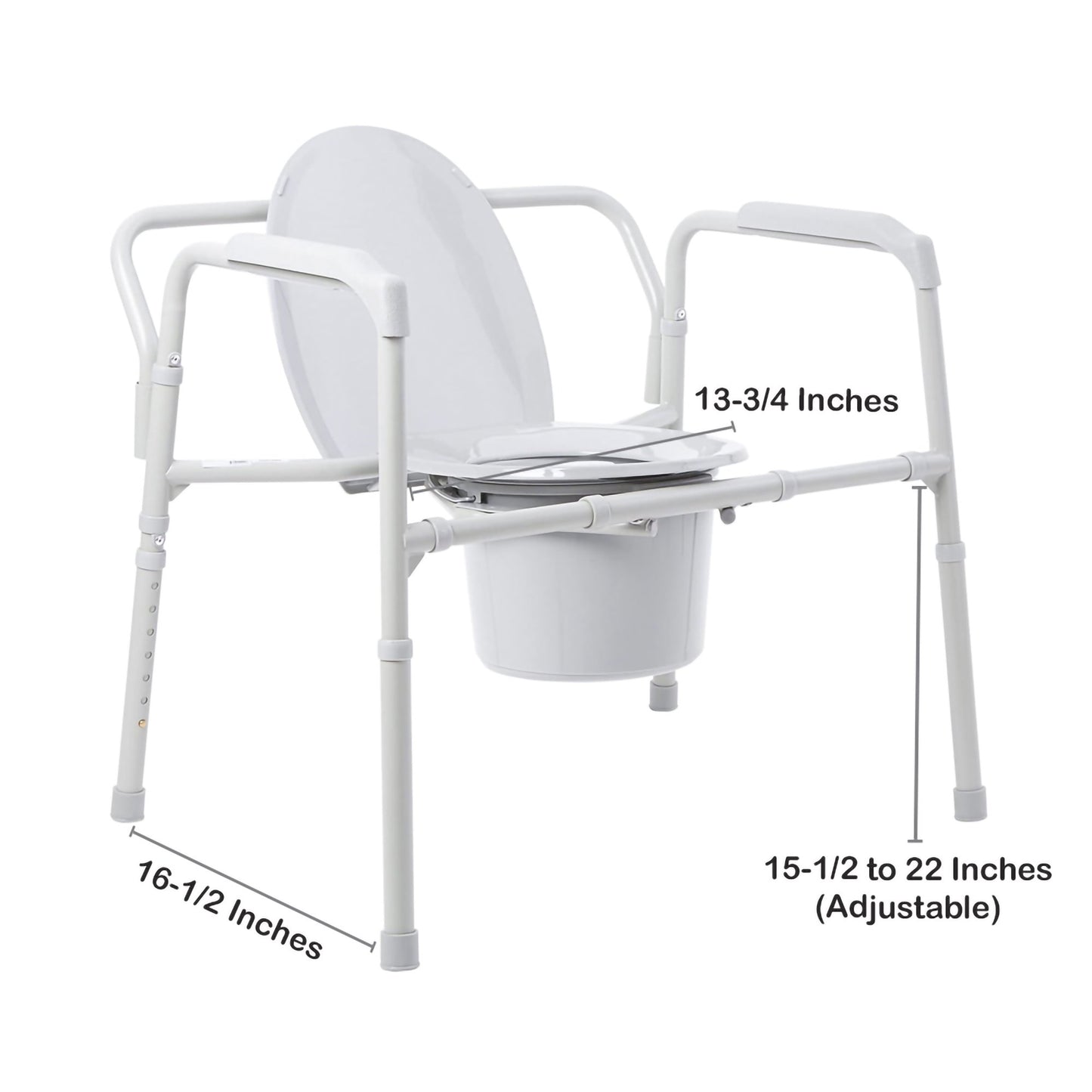 Commode Chair McKesson Fixed Arms Steel Frame Back Bar 13-3/4 Inch Seat Width 650 lbs. Weight Capacity (146-11117N-1)