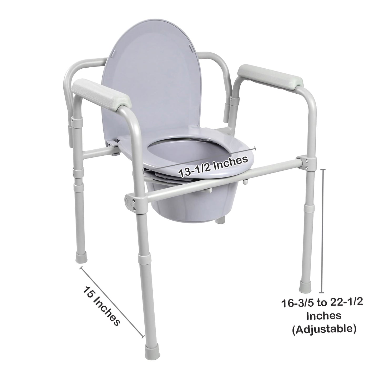 Commode Chair McKesson Fixed Arms Steel Frame Back Bar 13-1/2 Inch Seat Width 350 lbs. Weight Capacity (146-11148-1)