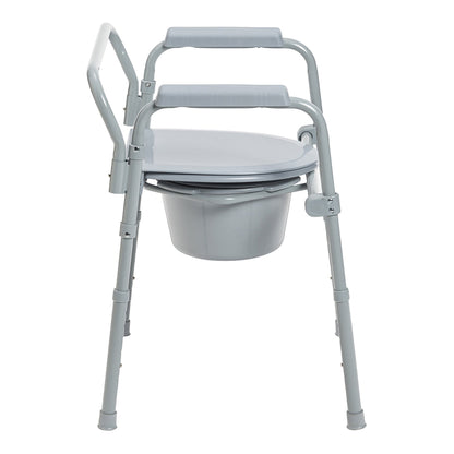 Commode Chair McKesson Fixed Arms Steel Frame Back Bar 13-1/2 Inch Seat Width 350 lbs. Weight Capacity (146-11148-1)