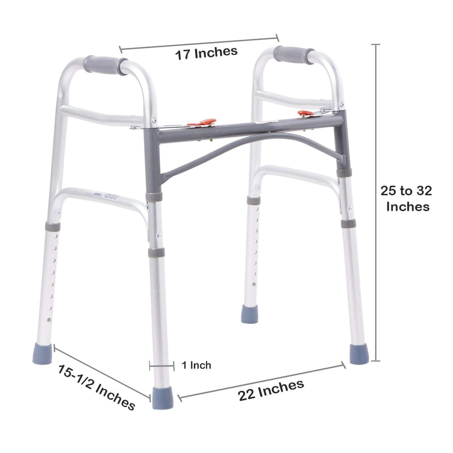 Junior Folding Walker- Adjustable Height- McKesson- Aluminum Frame 350 lbs. Weight Capacity 25 to 32 Inch Height (46-110201-4)