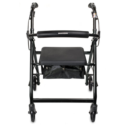 4 Wheel Rollator McKesson Black Adjustable Height / Folding Aluminum Frame (146-R726BK)