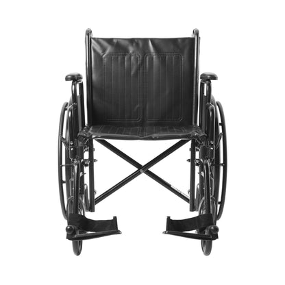 Wheelchair McKesson Dual Axle Desk Length Arm Swing-Away Footrest Black Upholstery 20 Inch Seat Width 350 lbs. Weight Capacity (146-SSP220DDA-SF)